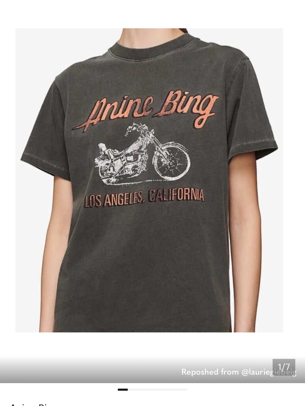 Anine Bing lili Short Sleeve Tee in Charcoal with Orange Print